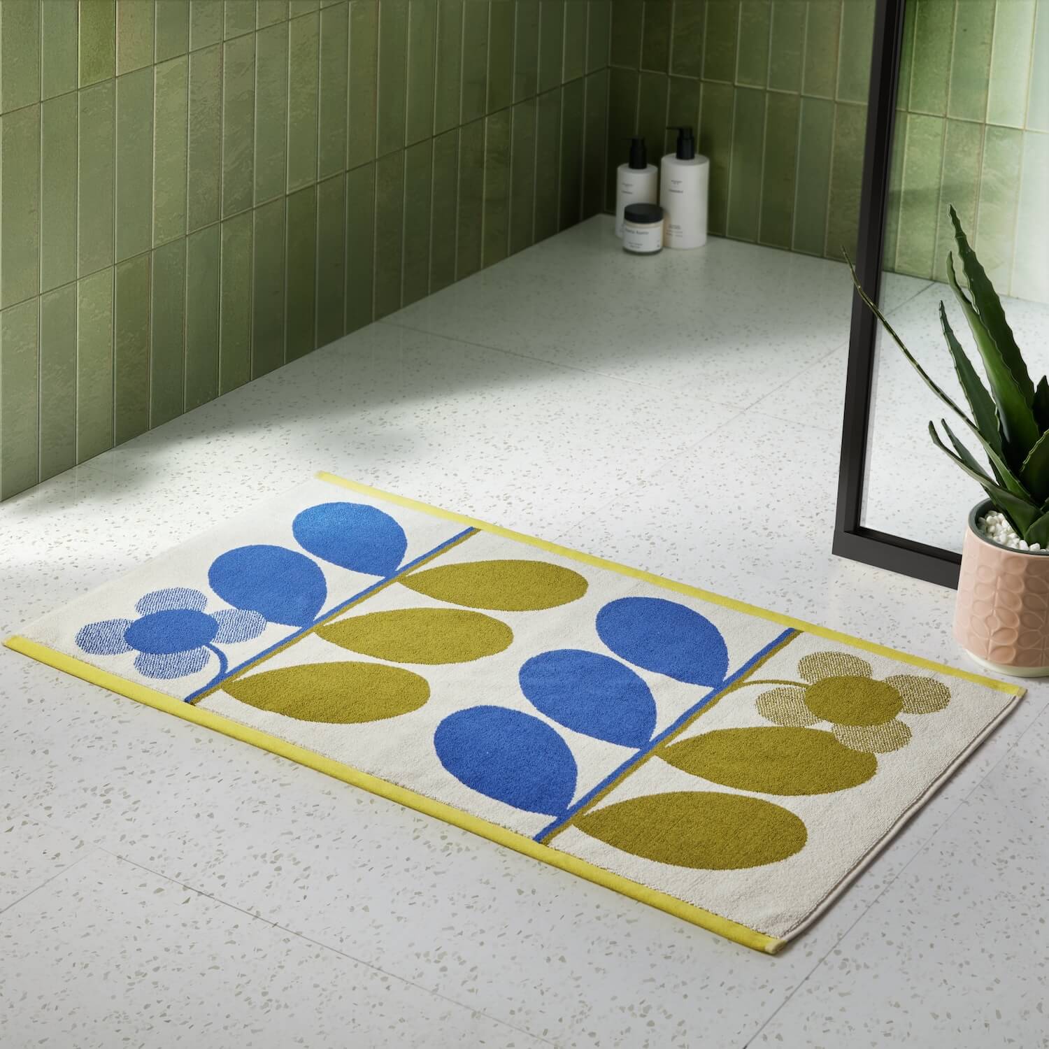 Stem Bloom Duo Towels - Blue and Fawn - Image 5