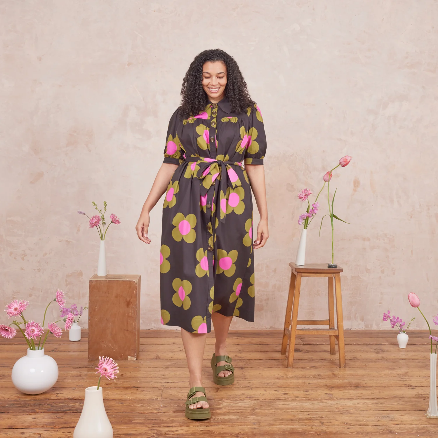 The Anna Shirt Dress - Giant Flower Spot - Image 5