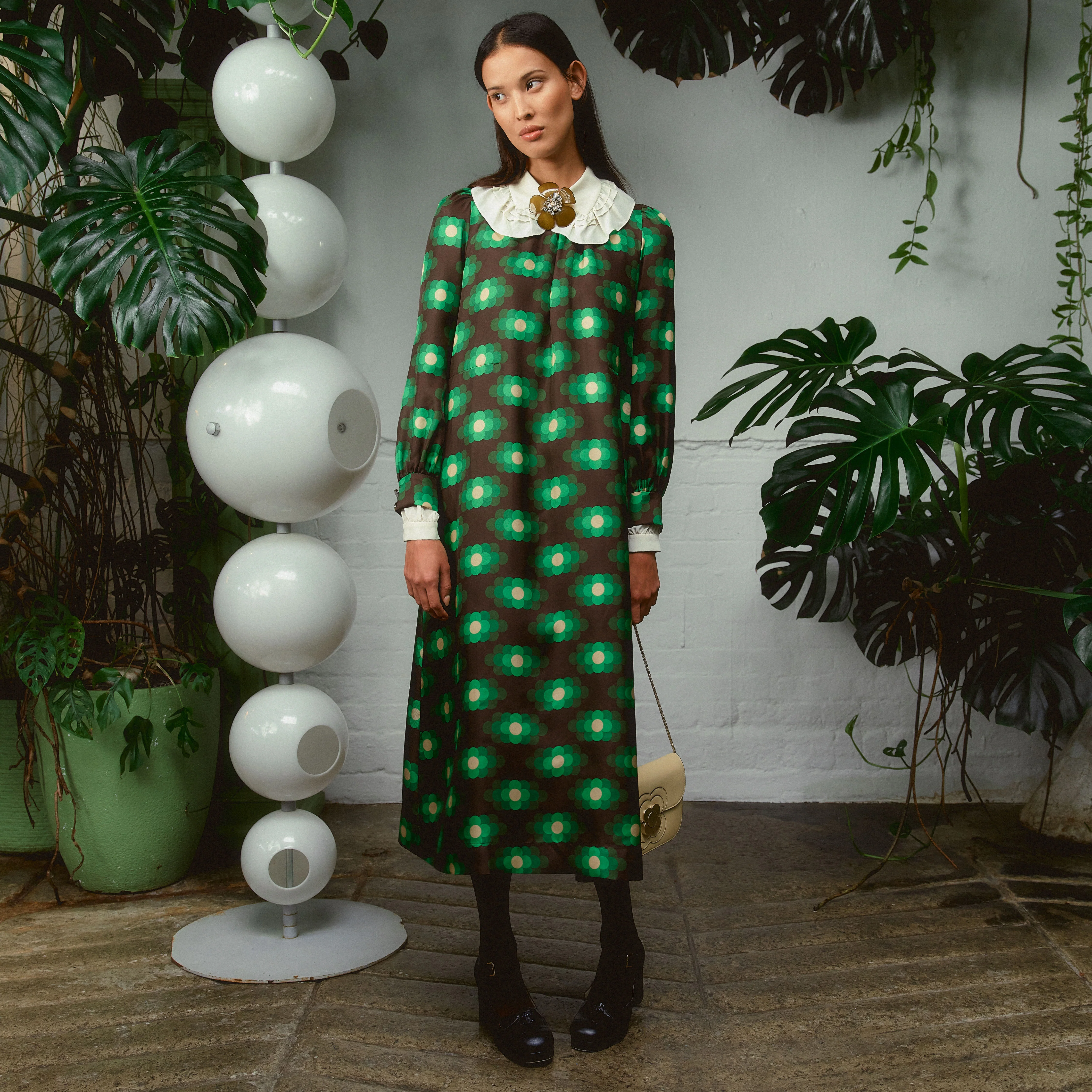 Orla Long Sleeve Midi Silk Dress - Flower Haze - Image 4
