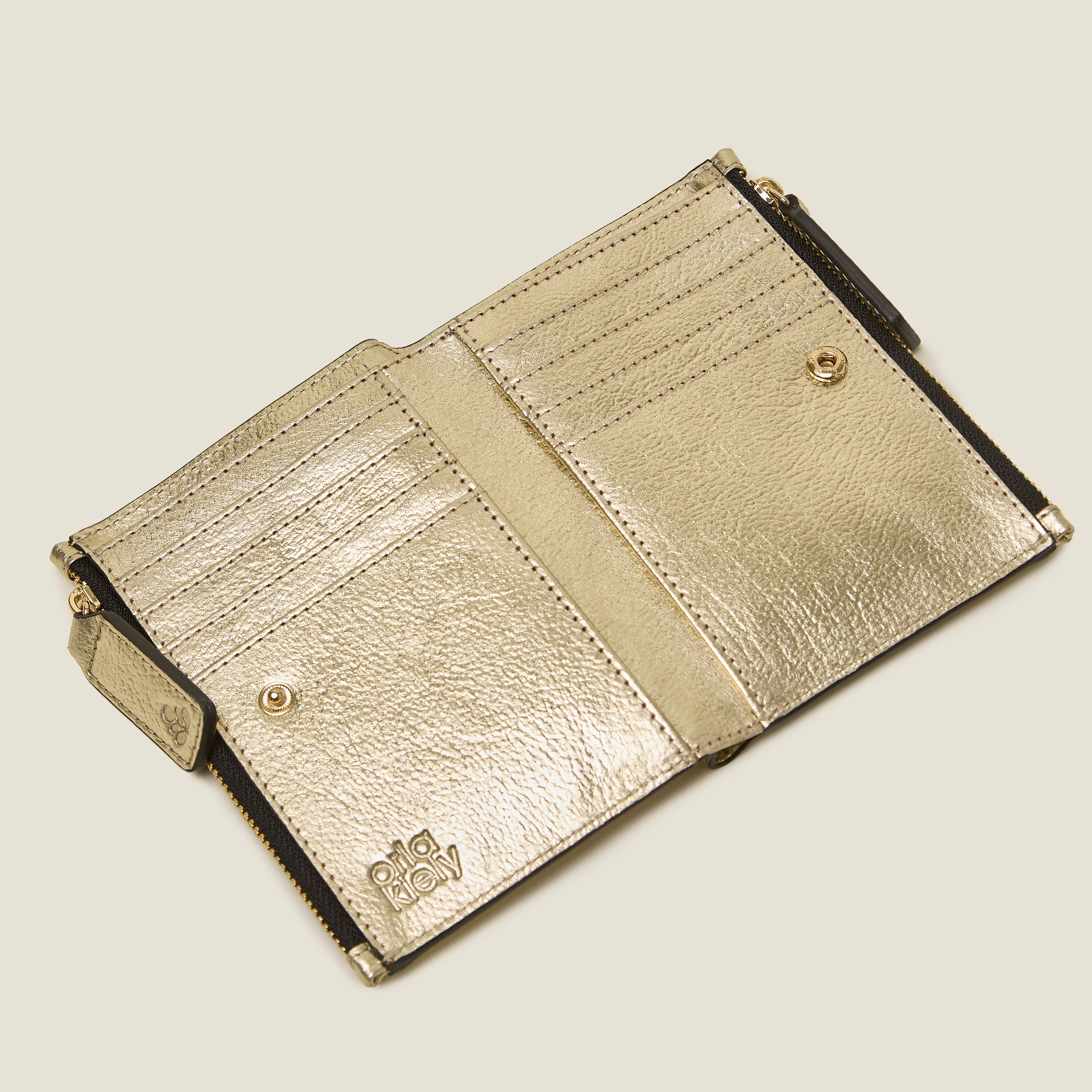 Two Way Coin Purse - Spot Flower Gold - Image 4
