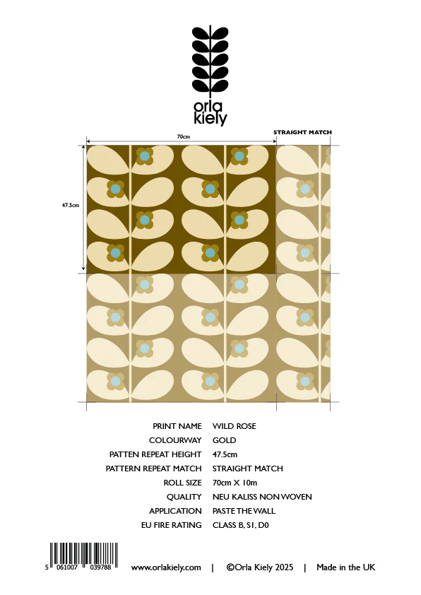 Wild Rose Gold Wallpaper Sample - Image 2
