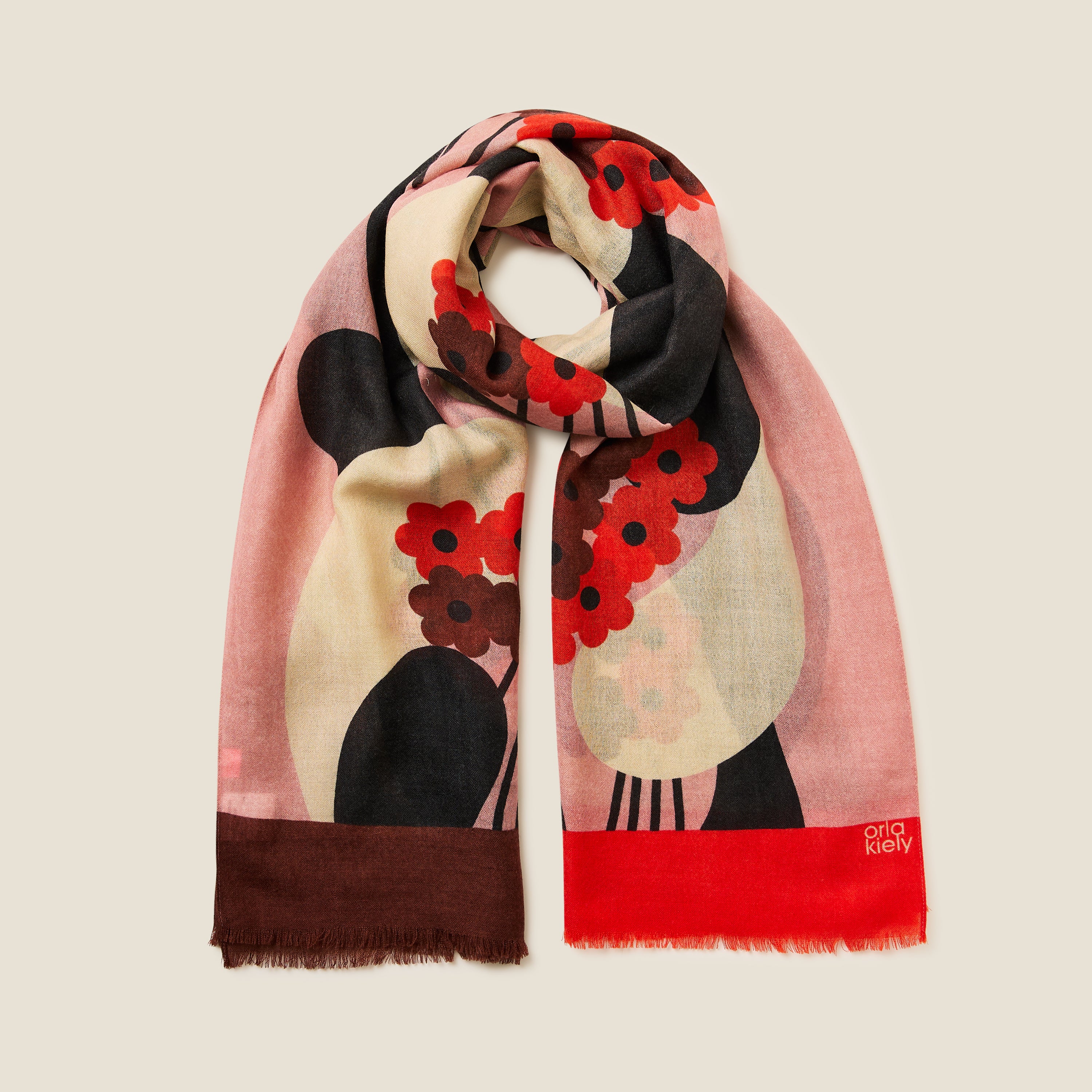 Wool Scarf - River Flower Rose - Image 3